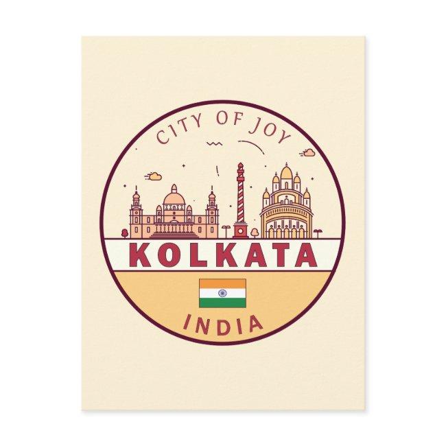 Kolkata India City Skyline Emblem Postinvitations