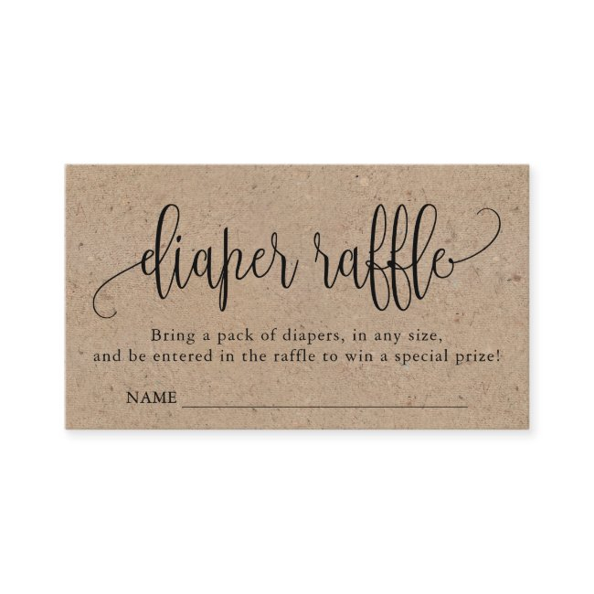 Kraft Calligraphy Diaper Raffle Enclosure Invitations