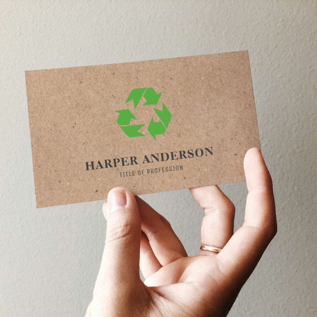 Kraft Modern Green Eco Recycling Professional Business Invitations