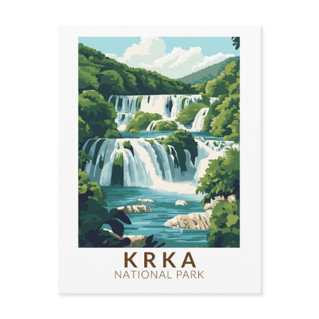 Krka National Park Croatia Illustration Travel Art Postinvitations