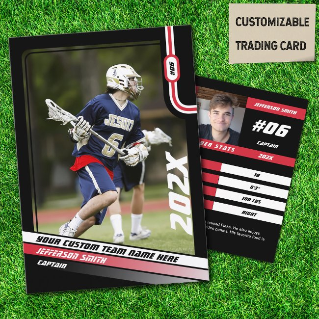 Lacrosse Player Trading Invitations In Black Red