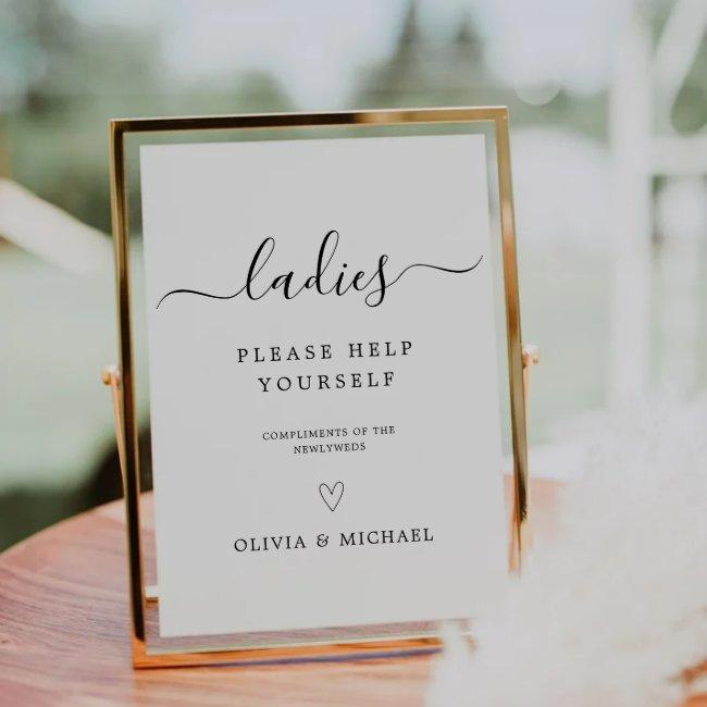 Ladies Room Sign Template, Minimalist Wedding Invitation