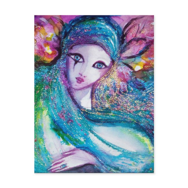 Lady Blue Mask Elegant Masquerade Party Invitation Postinvitations