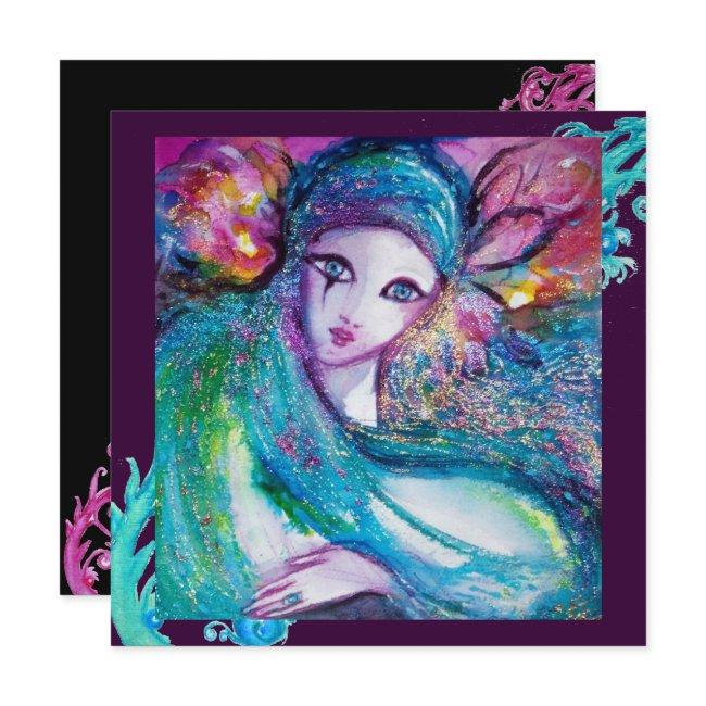 Lady Blue Mask Masquerade Party,teal Black Purple Invitation