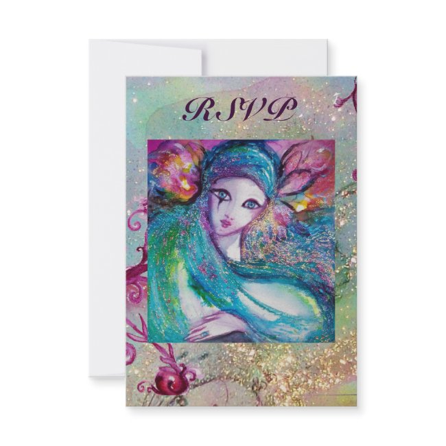 Lady Blue Mask Pearl Sparkle Masquerade Party Rsvp