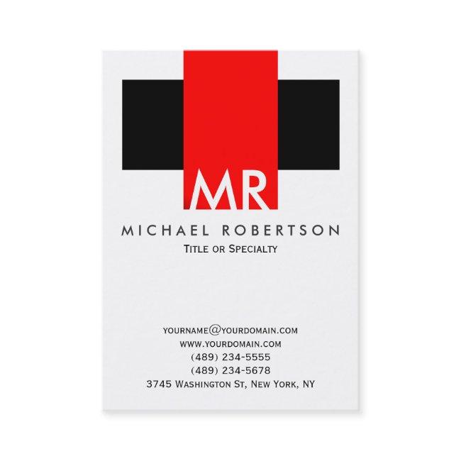 Large Monogram Black White Red Clean Business Invitations