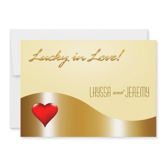Las Vegas Lucky In Love Wedding Gold/sand Invitation