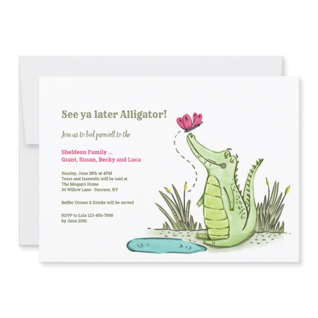 Later Alligator Going Away Party Invitation