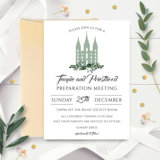 Latter Day Saints Temple Priesthood Preview Invitation