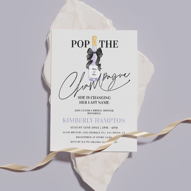 Lavender Blue Pop The Champagne Bridal Shower Invitation