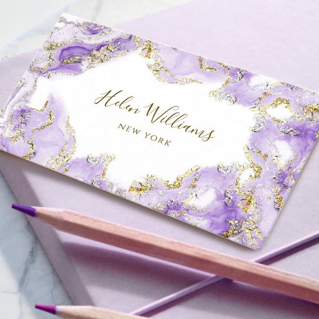 Lavender Purple Ink Marble Business Invitations