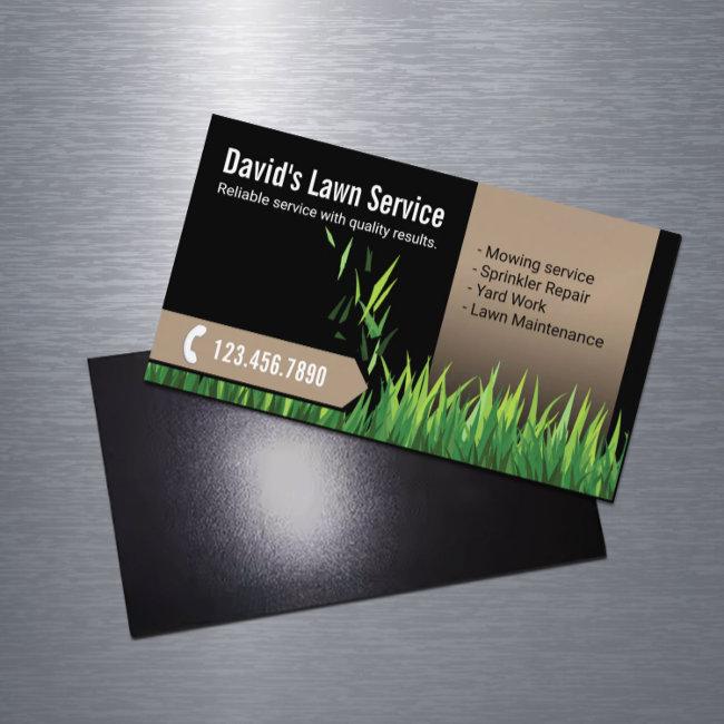 Lawn Care Landscaping Mowing Black & Beige Business Invitations Magnet