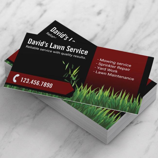 Lawn Care Landscaping Mowing Black & Red Business Invitations