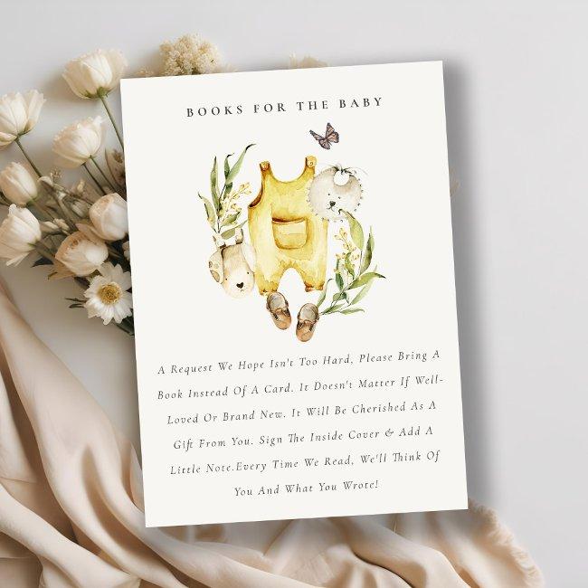 Leafy Foliage Yellow Clothes Books For Baby Shower Enclosure Invitations