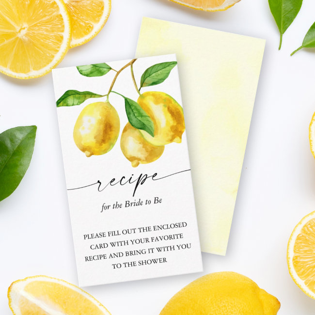 Lemon Citrus Recipe For The Bride Enclosure Invitations