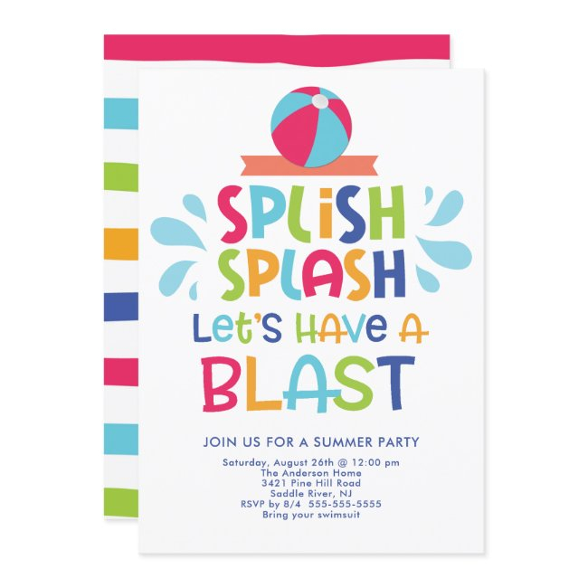 Let Have A Blast Pool Party Invitation