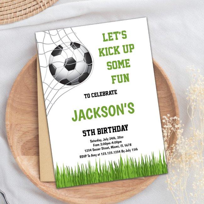 Let’s Kick Up Some Fun Soccer Birthday Invitation