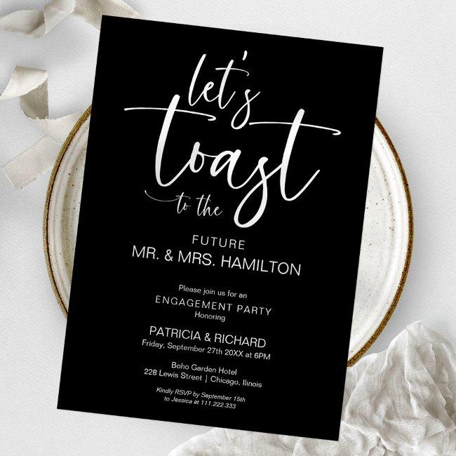 Let’s Toast Chic Calligraphy Engagement Party Invitation