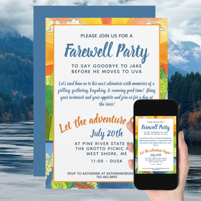 Let The Adventure Begin Farewell Party Invitation