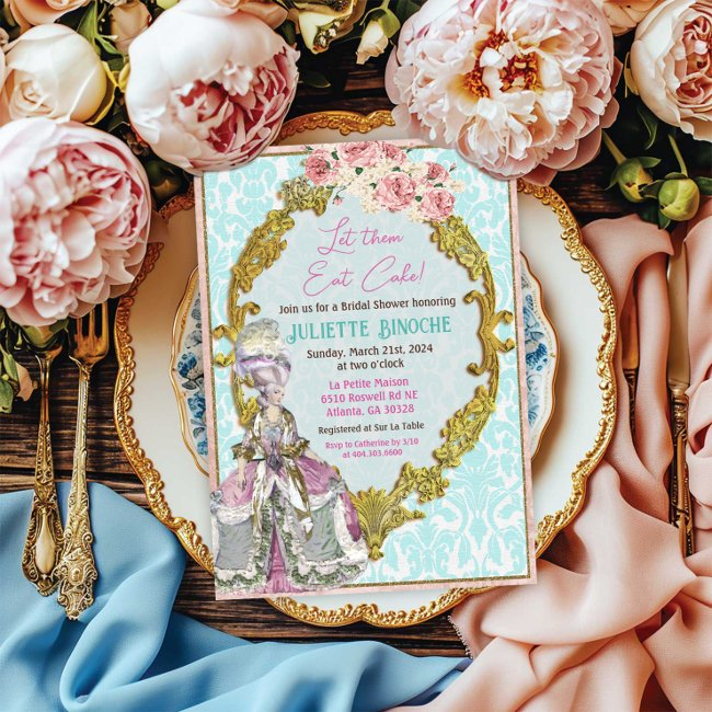 Let Them Eat Cake Marie Antoinette Bridal Shower Invitation