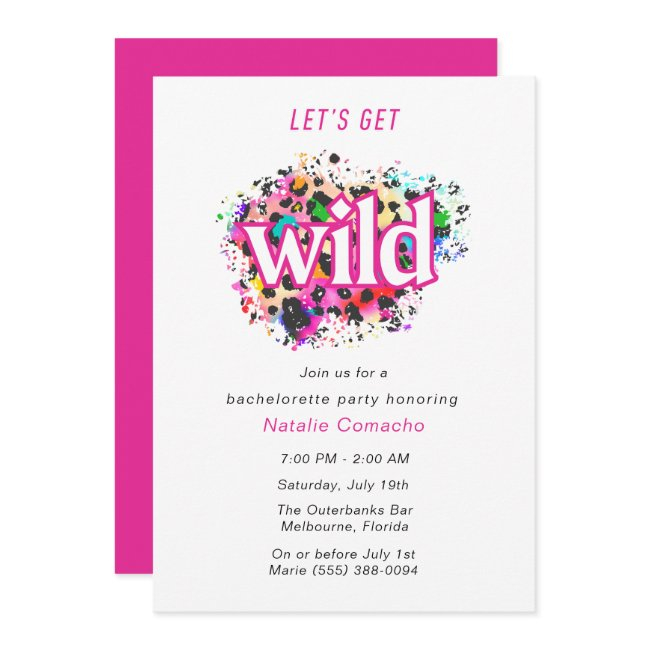 Let's Get Wild Cheetah Bachelorette Party Invitation