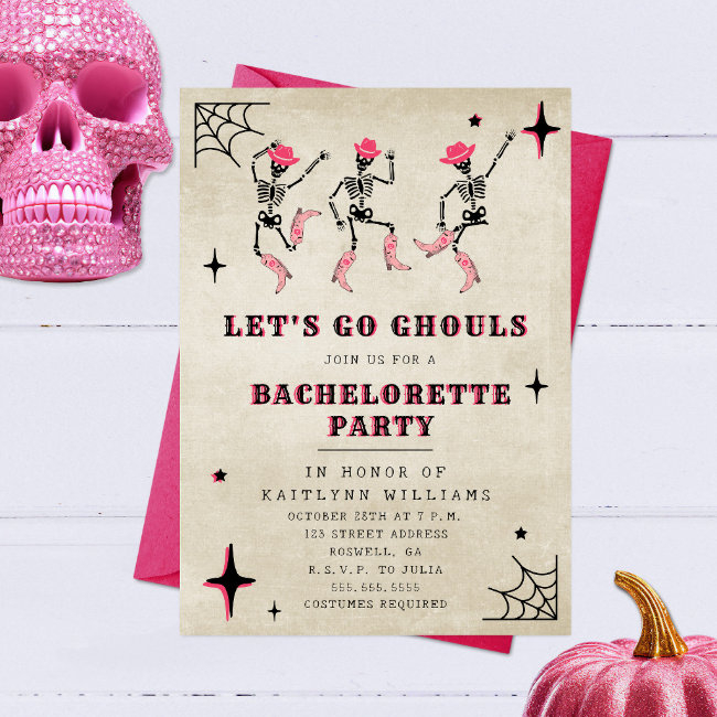 Let's Go Ghouls Halloween Bachelorette Party Invitation