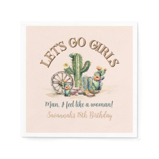Lets Go Girls Cowgirl Rodeo Custom Blush Pink Napkins