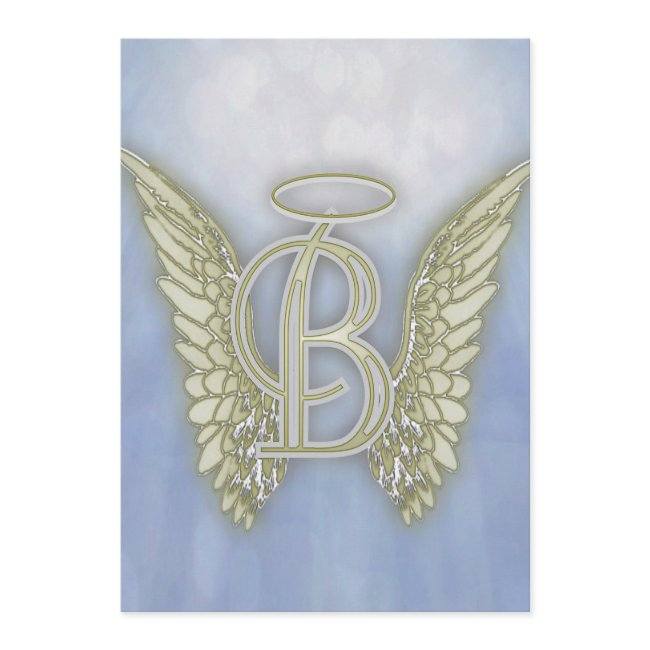 Letter B Angel Monogram Invitation