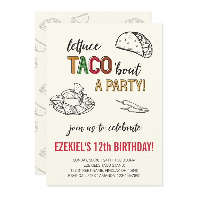 Lettuce Taco 'bout A Party Birthday Invitation