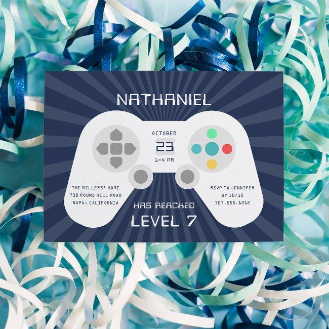 Level Up | Gamer Theme Birthday Party Invitation