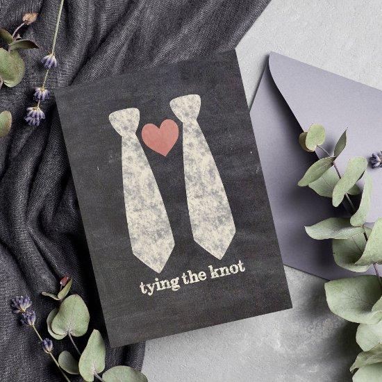 Lgbt Tying The Knot Faux Chalkboard Gay Wedding Invitation