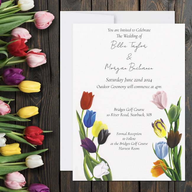 Lgbtq Plus Tulips Flowers Wedding Invitation