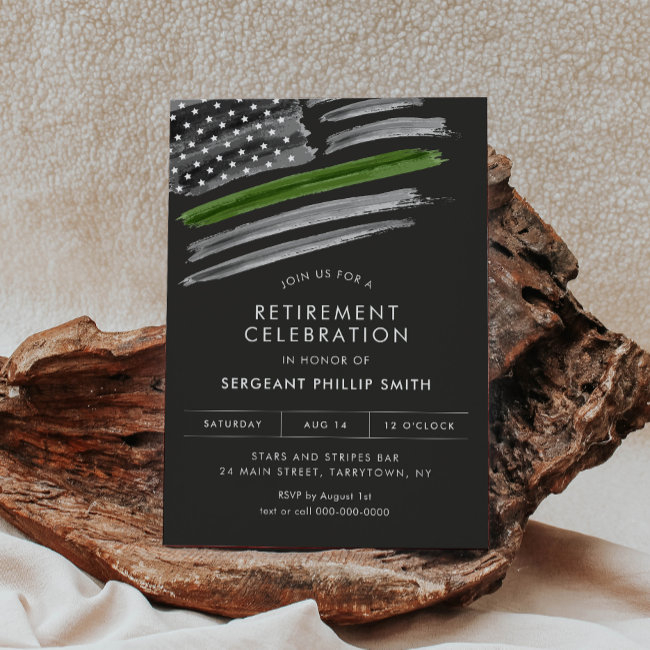 Liberty Military Retirement Party Thin Green Line Invitation