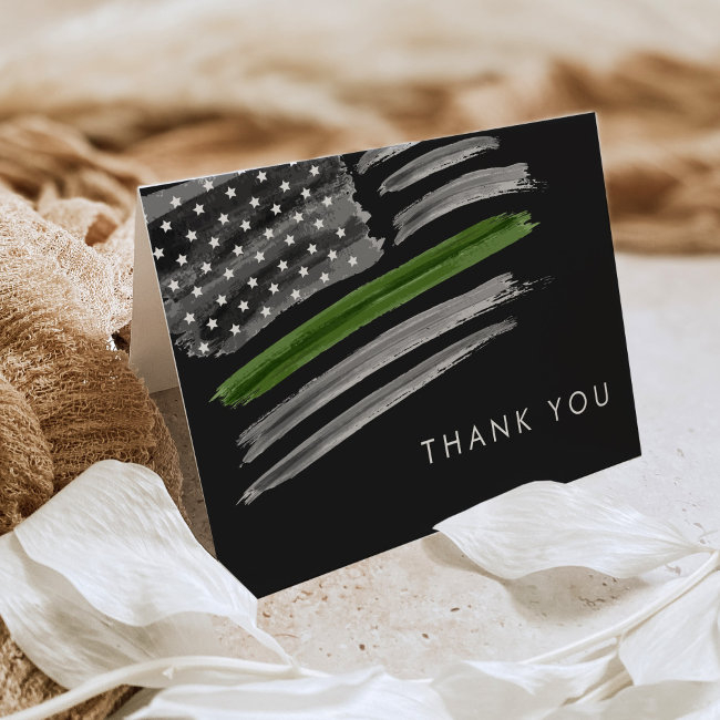 Liberty Military Retirement Party Thin Green Line Thank You Invitations
