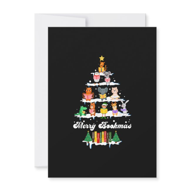 Librarian Book Lover Books Christmas Tree Merry Bo Invitation