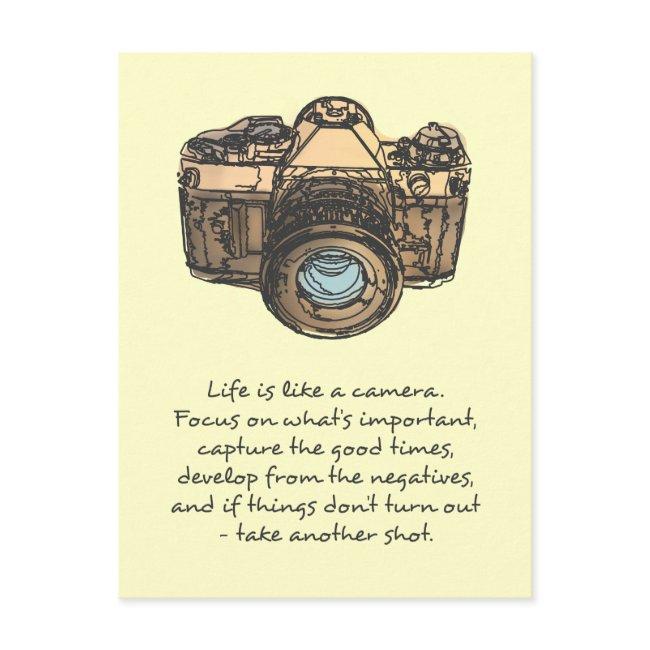 Life Is Like A Camera Quote, Indie Postinvitations