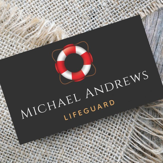 Lifeguard Life Preserver Ring Simple Minimalist Business Invitations