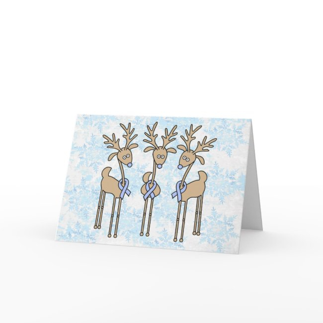 Light Blue Ribbon Reindeer Holiday Invitations