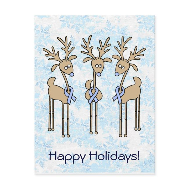 Light Blue Ribbon Reindeer Holiday Postinvitations