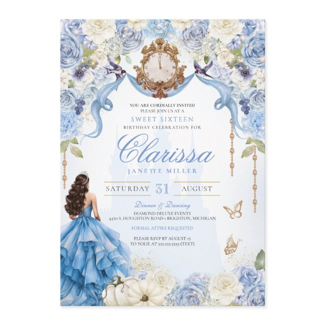 Light Blue Royal Princess Sweet Sixteen Birthday Invitation