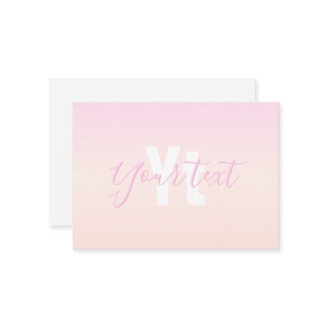 Light Pink & Peach Gradient Ombre Name & Monogram Enclosure Invitations