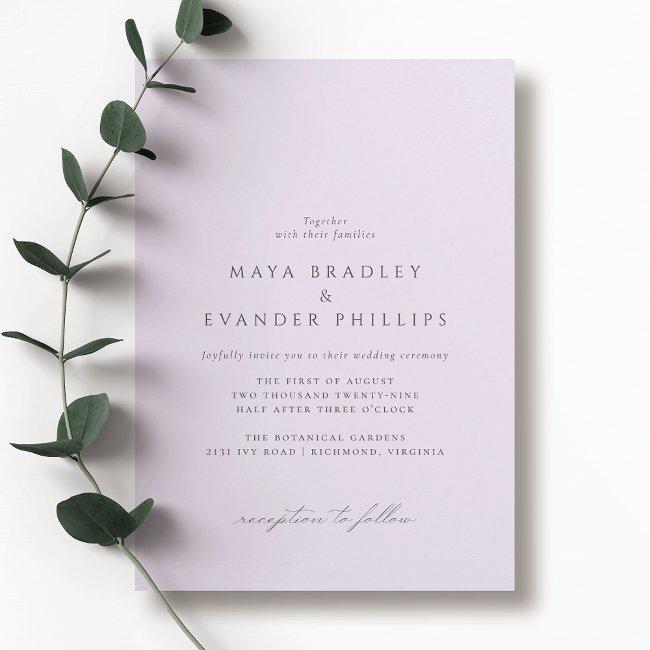 Light Purple Lilac | Elegant Lavender Wedding Invitation