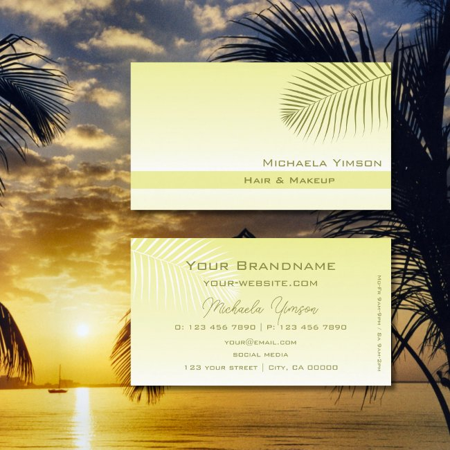 Light Yellow Gradient Modern With Palm Leaf Simple Business Invitations