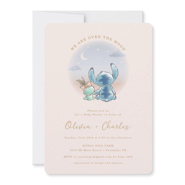 Lilo And Stitch | Over The Moon - Girl Baby Shower Invitation