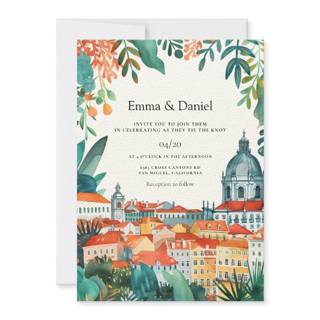 Lisbon Portugal European Destination Wedding Invitation