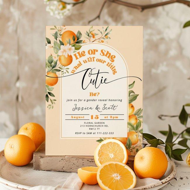 Little Cutie Gender Reveal Invitation