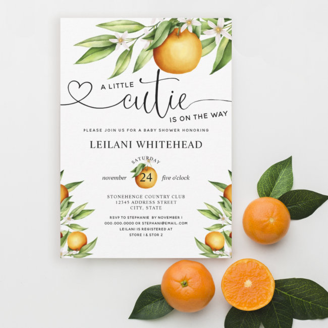 Little Cutie On The Way Baby Shower Invitation