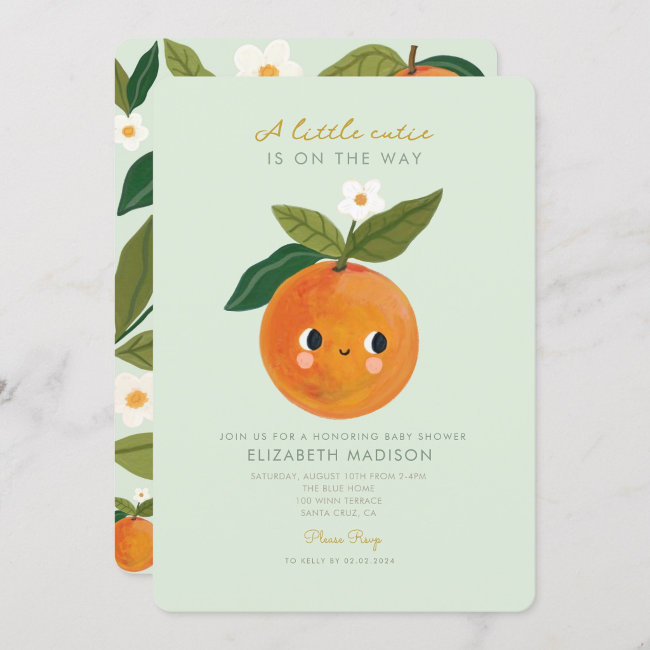 Little Cutie Orange Citrus Baby Shower Invitation