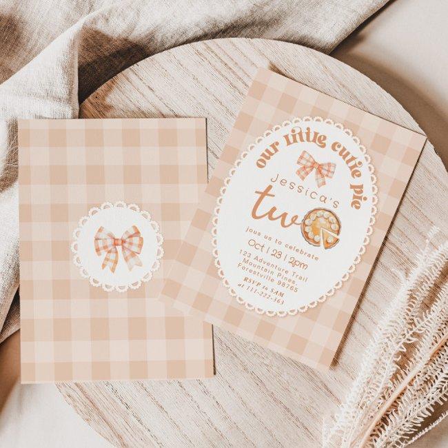 Little Cutie Pie Is Two 2nd Birthday Party Invitation