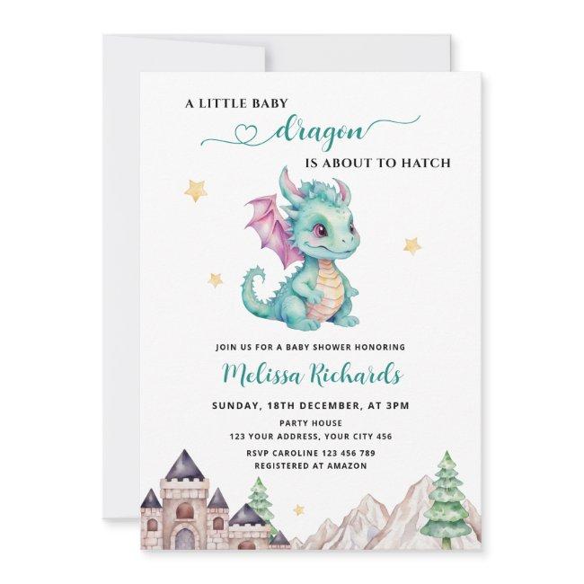 Little Dragon Is About To Hatch Baby Shower Invitation